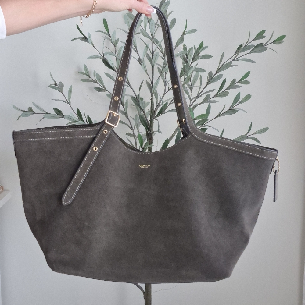Coach Suede Gramarcy Tote In Olive with Gold Hardware NWOT